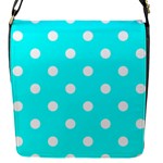Polka Dots - White on Aqua Cyan Flap Closure Messenger Bag (S)