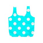 Polka Dots - White on Aqua Cyan Full Print Recycle Bag (S)