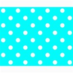 Polka Dots - White on Aqua Cyan Collage 8  x 10 