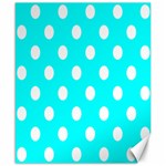 Polka Dots - White on Aqua Cyan Canvas 8  x 10 