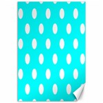 Polka Dots - White on Aqua Cyan Canvas 12  x 18 