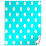 Polka Dots - White on Aqua Cyan Canvas 16  x 20 