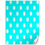 Polka Dots - White on Aqua Cyan Canvas 18  x 24 