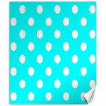 Polka Dots - White on Aqua Cyan Canvas 20  x 24 