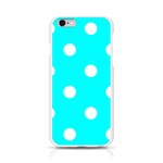 Polka Dots - White on Aqua Cyan Apple iPhone 6/6S Silicone Case (Transparent)