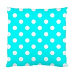 Polka Dots - White on Aqua Cyan Standard Cushion Case (Two Sides)