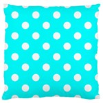 Polka Dots - White on Aqua Cyan Large Cushion Case (One Side)