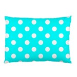 Polka Dots - White on Aqua Cyan Pillow Case (Two Sides)