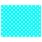 Polka Dots - White on Aqua Cyan Double Sided Flano Blanket (Medium)