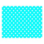 Polka Dots - White on Aqua Cyan Double Sided Flano Blanket (Large)
