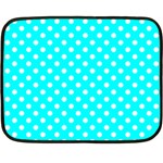 Polka Dots - White on Aqua Cyan Double Sided Fleece Blanket (Mini)