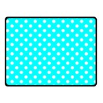 Polka Dots - White on Aqua Cyan Fleece Blanket (Small) (One Side)