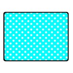 Polka Dots - White on Aqua Cyan Double Sided Fleece Blanket (Small) (Two Sides)
