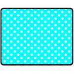 Polka Dots - White on Aqua Cyan Double Sided Fleece Blanket (Medium) (Two Sides)