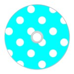 Polka Dots - White on Aqua Cyan CD Wall Clock