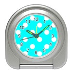 Polka Dots - White on Aqua Cyan Desk Alarm Clock