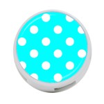 Polka Dots - White on Aqua Cyan 4-Port USB Hub (One Side)