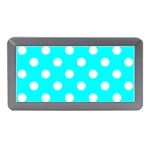 Polka Dots - White on Aqua Cyan Memory Card Reader (Mini)