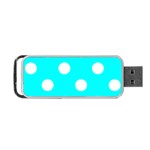 Polka Dots - White on Aqua Cyan Portable USB Flash (Two Sides)