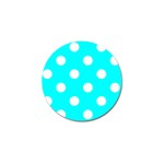 Polka Dots - White on Aqua Cyan Golf Ball Marker