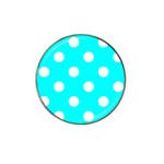Polka Dots - White on Aqua Cyan Hat Clip Ball Marker (10 pack)