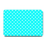 Polka Dots - White on Aqua Cyan Small Doormat