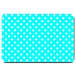Polka Dots - White on Aqua Cyan Large Doormat