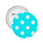 Polka Dots - White on Aqua Cyan 2.25  Button