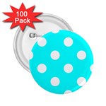 Polka Dots - White on Aqua Cyan 2.25  Button (100 pack)