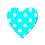 Polka Dots - White on Aqua Cyan Magnet (Heart)