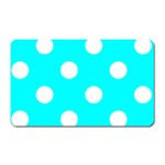 Polka Dots - White on Aqua Cyan Magnet (Rectangular)