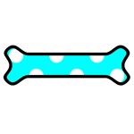 Polka Dots - White on Aqua Cyan Magnet (Dog Bone)