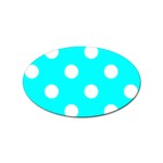 Polka Dots - White on Aqua Cyan Sticker Oval (100 pack)