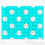 Polka Dots - White on Aqua Cyan Jigsaw Puzzle (Rectangular)