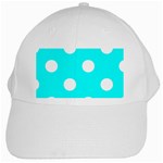 Polka Dots - White on Aqua Cyan White Cap