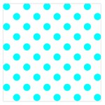 Polka Dots - Aqua Cyan on White Large Satin Scarf (Square)