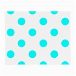 Polka Dots - Aqua Cyan on White Small Glasses Cloth (2 Sides)
