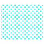 Polka Dots - Aqua Cyan on White Double Sided Flano Blanket (Small)