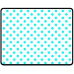 Polka Dots - Aqua Cyan on White Fleece Blanket (Medium) (One Side)