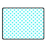 Polka Dots - Aqua Cyan on White Double Sided Fleece Blanket (Small) (Two Sides)