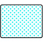 Polka Dots - Aqua Cyan on White Double Sided Fleece Blanket (Medium) (Two Sides)