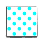 Polka Dots - Aqua Cyan on White Memory Card Reader (Square)