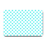 Polka Dots - Aqua Cyan on White Small Doormat