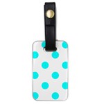 Polka Dots - Aqua Cyan on White Luggage Tag (One Side)