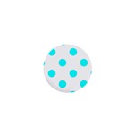 Polka Dots - Aqua Cyan on White 1  Mini Button