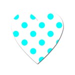 Polka Dots - Aqua Cyan on White Magnet (Heart)