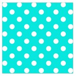 Polka Dots - White on Bright Turquoise Large Satin Scarf (Square)
