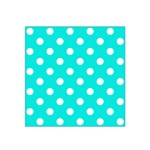 Polka Dots - White on Bright Turquoise Satin Bandana Scarf