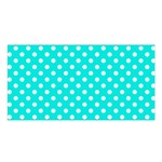 Polka Dots - White on Bright Turquoise Satin Shawl
