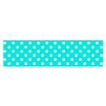 Polka Dots - White on Bright Turquoise Satin Scarf (Oblong)